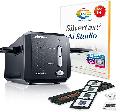 Plustek OpticFilm 8200i AI - 35mm Film & Slides Scanner. IT 8 Calibration Target + SilverFast Ai Studio , 7200 dpi Resolution 64Bit HDRi, Mac/PC