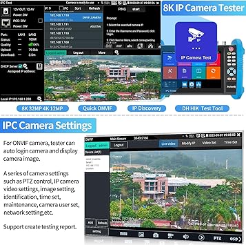 Rsrteng IPC-9800ADHS Plus CCTV Camera Tester 7-inch IPS Touch Screen Monitor CCTV Tester with HDTVI/HDCVI / AHD/SDI / IP Camera Support POE WiFi 4K H.265 HDMI 8GB TF Card