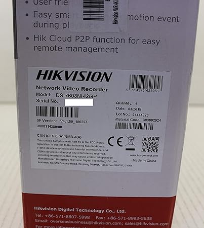 Hikvision DS-7608NI-I2/8P 8CH IP Network Video Recorder Integrated 8 POE Embedded Plug & Play 4K NVR [2016 Model]