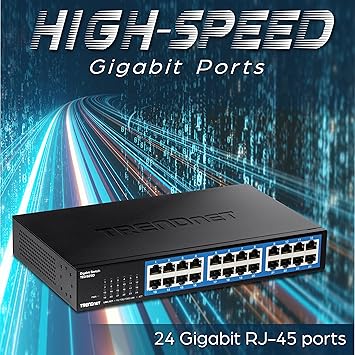 TRENDnet 24-Port Gigabit Desktop Switch, TEG-S25D, 24 x Gigabit RJ-45 Ports, 48Gbps Switching Capacity, Fanless Design, Metal Enclosure, Internal Power Supply, Lifetime Protection, Black