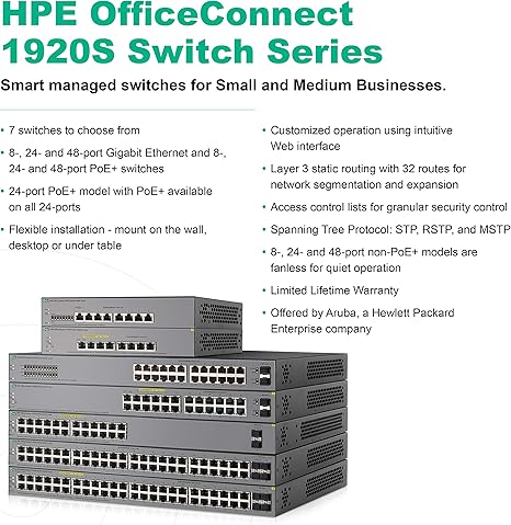 HP JL384A 1920S 24G 2SFP Ppoe+ 185W Switch