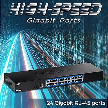 TRENDnet 24-Port Gigabit Switch, TEG-S25, 24 x Gigabit RJ-45 Ports, 48Gbps Switching Capacity, Fanless Design, Metal Enclosure, Internal Power Supply, Lifetime Protection, Black