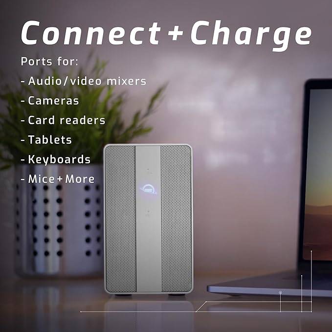 Beaver Computer Mercury Elite Pro 8TB SSD with dual USB-C ports and 3-port hub, black portable external storage device