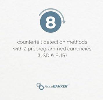AccuBANKER D700 Multi Currency Duo Automatic Value Counting with 8-Point Counterfeit Bill Detector, Multi-Orientation Bill Feeding, Currency Detection USD & Euro, Commercial Grade
