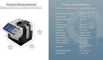 AccuBANKER D700 Multi Currency Duo Automatic Value Counting with 8-Point Counterfeit Bill Detector, Multi-Orientation Bill Feeding, Currency Detection USD & Euro, Commercial Grade
