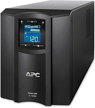 APC Schneider Electric SMC1000C 1000VA Smart-UPS uninterruptible power supply in black, with display and smart connectivity features