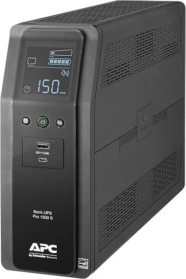 APC 1500VA Sine Wave UPS by Beaver Computer with surge protection, AVR, two USB ports, and backup battery for uninterruptible power.