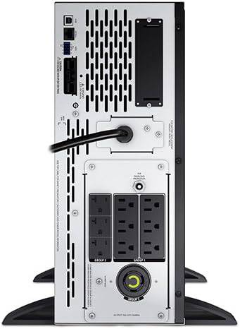 APC 2000VA Smart-UPS sine wave network UPS in black, short depth, tower or rack convertible with extended runtime, line-interactive.