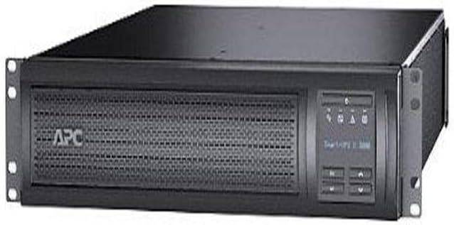 APC SMX3000RMLV2UNC 3000VA Smart-UPS with LCD display, rack/tower design, and network card for power backup and management.