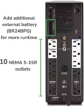APC UPS 1500VA Battery Backup Surge Protector, BR1500G Backup Battery Power Supply with AVR - BR1500G