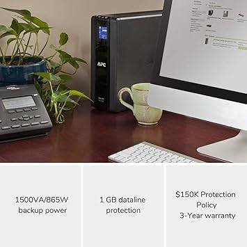 APC UPS 1500VA Battery Backup Surge Protector, BR1500G Backup Battery Power Supply with AVR - BR1500G