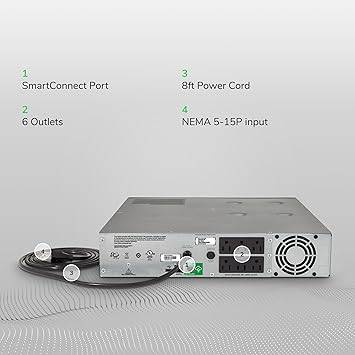 APC UPS 1500VA Smart-UPS with SmartConnect, Pure Sinewave UPS Battery Backup, Line Interactive, 120V Uninterruptible Power Supply, Rackmount UPS -  SMC1500-2UC
