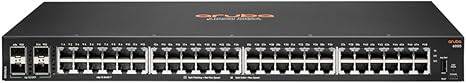 Beaver Computer Aruba 6000 48G 4SFP switch with multiple Ethernet ports and SFP slots on a network equipment rack.