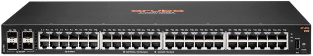 Beaver Computer Aruba 6100 48G 4SFP+ switch with internal UPC port, no localization or cord, shown on a plain background.
