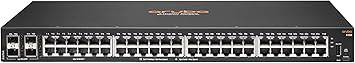 Aruba Hewlett Packard Enterprise 6100 48G 4SFP+ switch with US localization cord, shown with ports and ports labels.