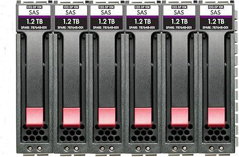 Beaver Computer HPE MSA 7.2TB SAS 10K SFF M2 6-pack HDDs, enterprise storage drives, with black and silver labels.