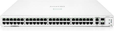 Aruba Instant On 1960 48-Port Gigabit Smart Switch with 2 SFP+ and 2 10GBase-T ports, shown with multiple Ethernet ports and SFP+ slots.