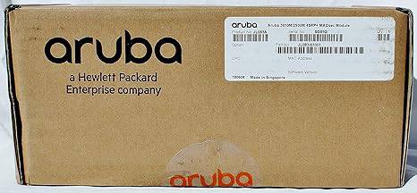 Aruba JL083A 3810M 4SFP+ module installed in network switch, with ports and LED indicators visible.