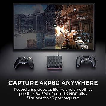 AVerMedia Live Gamer Bolt: Thunderbolt 3 External Capture Card, Stream and Record in 4K60 HDR10, Support Win 11 and MacOS 10.15, Not for Apple M1 CPU, Perfect for PS4 Pro, PS5, Xbox Series X/S (GC555)