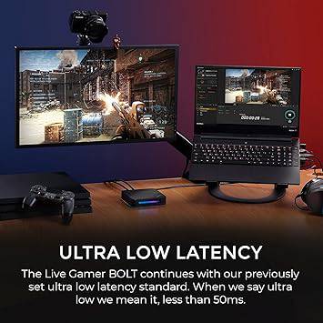 AVerMedia Live Gamer Bolt: Thunderbolt 3 External Capture Card, Stream and Record in 4K60 HDR10, Support Win 11 and MacOS 10.15, Not for Apple M1 CPU, Perfect for PS4 Pro, PS5, Xbox Series X/S (GC555)