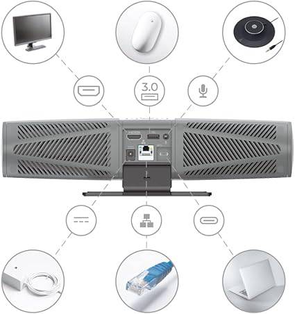 AVerMedia PA511D- 4K Video Conference Camera, Speakerphone, Echo Cancellation, Autoframing, Zoom Certified, Wired Network and One Cable Connection - Webcam for PC, Tripod & Monitor - PA511D