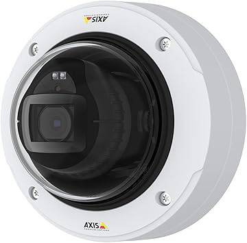 AXIS P3247-LVE network camera by Beaver Computer showing a sleek black security camera with multiple lenses and mounting hardware