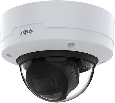 AXIS P3267-LV DLPU forensic surveillance camera with WDR LightFinder 2.0 and optimized IR, mounted outdoors for security monitoring.