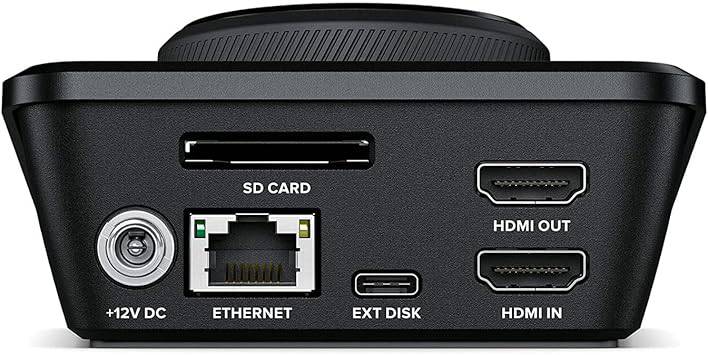 Blackmagic Design HyperDeck Shuttle HD video recorder on a table, showing its compact design and front display.