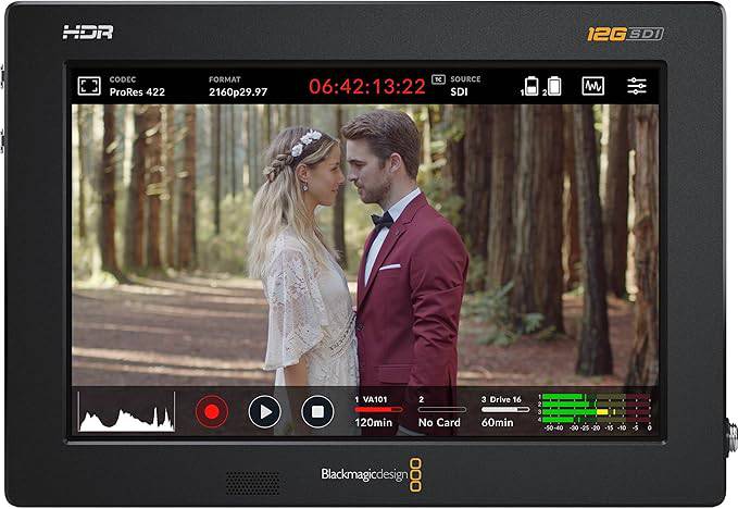 Blackmagic Design Video Assist 7 12G HDR monitor with touchscreen display for professional video production.