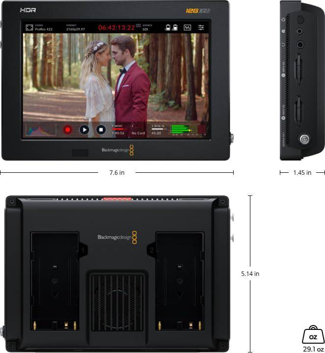 Blackmagic Design Video Assist 7 12G HDR monitor with touchscreen display for professional video production.
