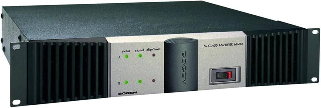 Beaver Computer Bogen M-Class M300 amplifier with black metal casing and control knobs on front panel.