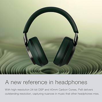 Bowers & Wilkins Px8 Over-Ear Wireless Headphones, Advanced Active Noise Cancellation, B&W Android/iOS Music App Compatible, Premium Design, 7-Hour Playback on 15-Min Quick Charge, Black (FP42951)