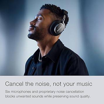 Bowers & Wilkins Px8 Over-Ear Wireless Headphones, Advanced Active Noise Cancellation, B&W Android/iOS Music App Compatible, Premium Design, 7-Hour Playback on 15-Min Quick Charge, Black (FP42951)