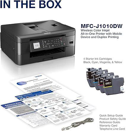 Brother MFC-J10 Series 3-in-1 Printer, Wireless Color Inkjet Printer, Printer, Copy, Scan, Fax - 9.5 ppm, 150 Sheets, 1.8