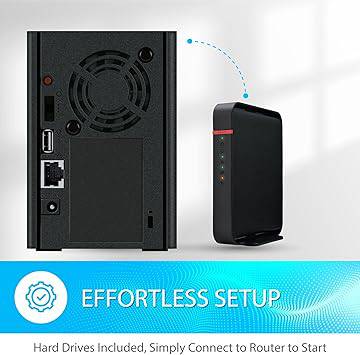 Buffalo LinkStation 220 8TB 2-bay NAS network storage device with hard drives, suitable for home cloud and network storage.