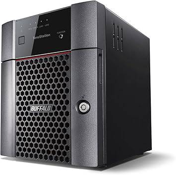 Buffalo TeraStation 3410D 4-bay RAID NAS and iSCSI storage device in black, 16TB capacity with multiple drive bays.