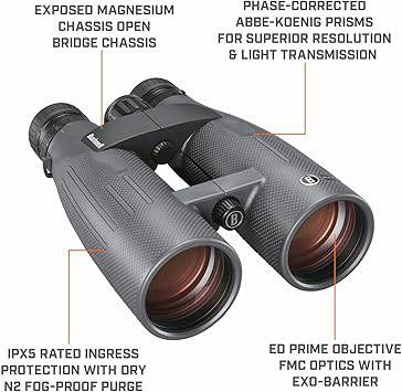 Bushnell Match Pro ED 15x56 Binoculars with Rotatable MRAD Reticle - High Precision, Long-Range Spotting Binoculars for Shooters and Hunters - BMP1556G