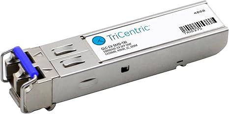 Cisco 1000BASE-EX SFP module for Gigabit Ethernet, hot-swappable, with standard 5-year warranty, shown in a professional network setup.