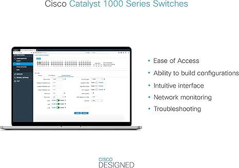 Cisco Catalyst 1000-24FP-4X-L Network Switch, 24 Gigabit Ethernet PoE+ Ports, 370W PoE Budget, 4 10G SFP+ Uplink Ports, Enhanced Limited (C1000-24FP-4X-L) (Renewed)