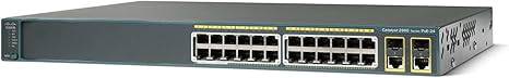 Cisco Catalyst WS-C2960-24TC-S 24-port Ethernet switch with 30W power supply, shown with ports and front panel.