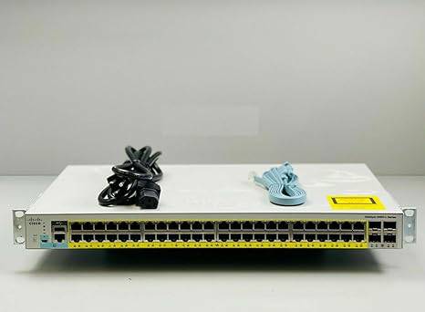 Cisco Catalyst WS-C2960L-48PS-LL 48-port PoE Gigabit switch, renewed, with multiple Ethernet ports and power over Ethernet capability.