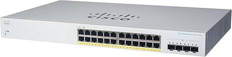 Cisco CBS220-24FP-4X Smart Switch with 24 ports, full PoE, 4x10G SFP+, suitable for business networking.