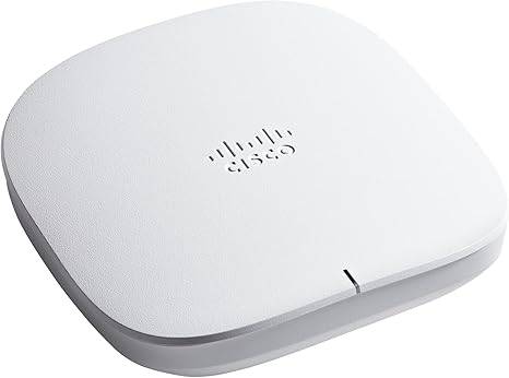 Cisco Business 150AX Wi-Fi 6 2x2 access point with 1 GbE port, ceiling mount, PoE injector, and 3-year hardware protection.