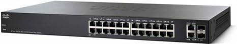 Cisco SF220-24 Smart Switch with 24 Fast Ethernet ports and 2 Gigabit Ethernet ports, featuring limited lifetime protection.