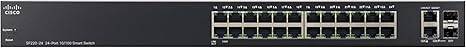 Cisco SF220-24 Smart Switch with 24 Fast Ethernet Ports plus 2 Gigabit Ethernet (GbE) Ports, Limited Lifetime Protection