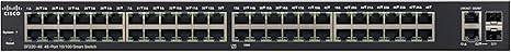 Cisco SF220-48 Smart Switch with 48 10/100 Fast Ethernet ports plus 2 Gigabit Ethernet (GbE) uplinks, Limited Lifetime Protection