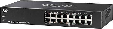 Cisco SG110-24 desktop switch with 24 Gigabit Ethernet ports and 2 combo mini-GBIC SFP slots, black with front port labels