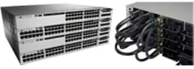 Cisco Systems Catalyst 3850 48-port PoE LAN switch with rack-mount design, featuring multiple Ethernet ports and network management features.