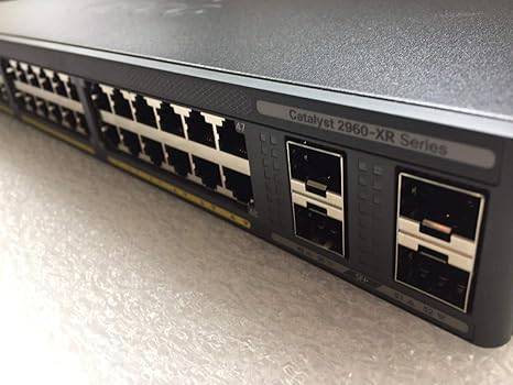 Cisco WS-C2960XR-48TS-I Catalyst switch with 48 Gigabit Ethernet ports, shown in a typical network setup.