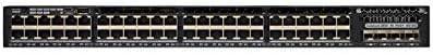 Cisco WS-C3650-48TS-S Catalyst 3650 48-port IP base switch, renewed, with front panel ports and Cisco branding.